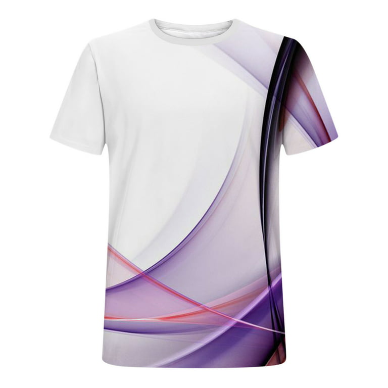 YYDGH Men's 3D Printing T-Shirt Colorful Novelty Graphic Short Sleeve  Crewneck Tee Tops Casual Slim Fit T Shirts(2#Purple,XXL)