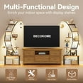 thumbnail image 5 of Tall Bookshelf with Lights, 2 Pack Ladder Bookshelves, 9 Tier Arched Home Office Storage Book Collectibles Shelves, 63" Modern Bookcase Display Shelf for Bedroom Living Room, Rustic Brown, 5 of 7