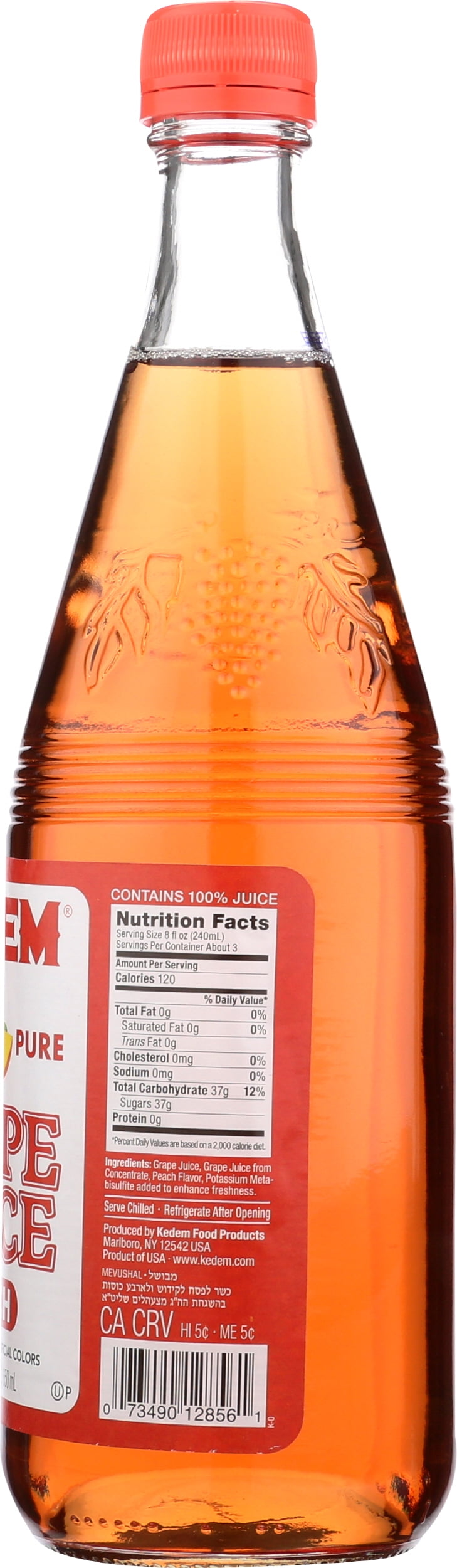 Pack of 6, Kedem Peach Grape Juice, 22 fl oz