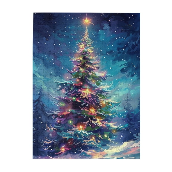 500 pcs Gorgeous Christmas Tree 500 Piece Wooden Puzzles,Creative Activity Hobbies for Adults,Charm Holiday Gift decor,500 Piece Jigsaw Puzzle for Adults Challenging Puzzle Perfect for Game Nights