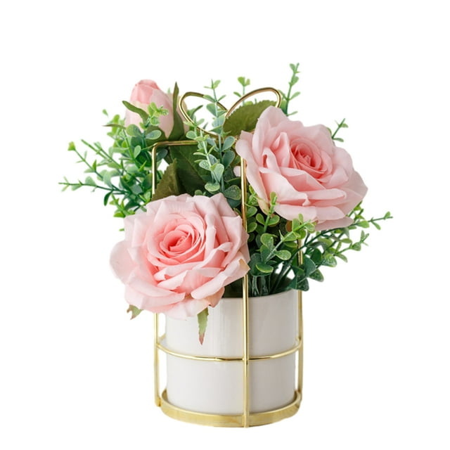 ZheElen Simulation Fleur Ensemble Usage Polyvalent Magnifiquement Conçu Facile à Nettoyer rose rose 1Set