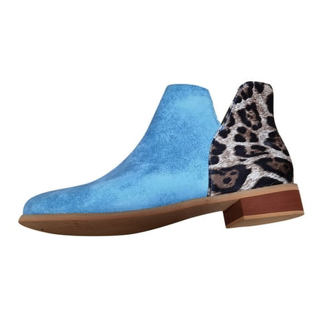 

Bnwani Sandals Shoes for Women Women s Fashion Leopard Serpentine Boots Ladies Outdoor Square Heels Shoes Blue 8