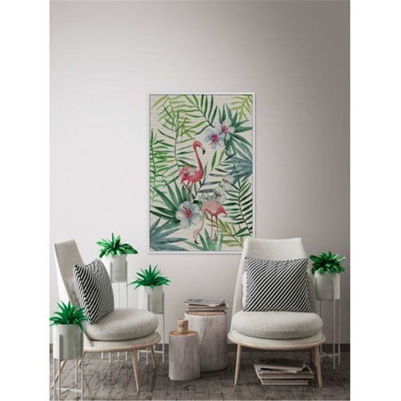 Tropical Flamingos III Floater Framed Painting Print on Canvas