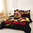 thumbnail image 3 of Castle Fairy Neon Off-Road Truck Twin Bedding Sets 7-Piece for Kids, Lightning Flame Design Bedding Comforter Set for Bedroom, Red Orange,Black Reversible, 3 of 7