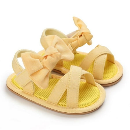 

Summer Newborn Girls Bow Sandals Casual Soft Crib Shoes Infant First Walker Anti Slip Cros Straip Shoes 0-18M