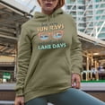thumbnail image 2 of Boat Waves, Sun Rays, Ain't Nothing Like Lake Days with Sunglasses Art Merch Gift, Sand Hooded Sweatshirt or Hoodie, XL, 2 of 5