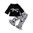 thumbnail image 1 of Xingqing 2PCS Infant Toddler Girls Floral Spot Print Boat Neck Tops Flared Trousers, 1 of 10
