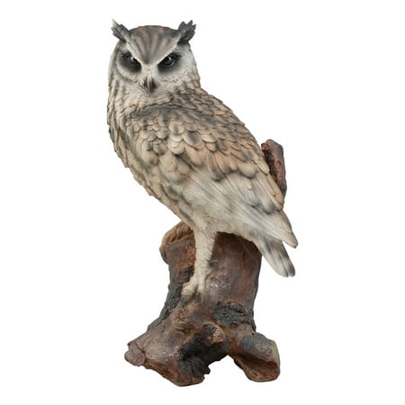 - Ebros Realistic Nature Wildlife Eurasian Eagle Owl Perching On Tree Statue 14.25