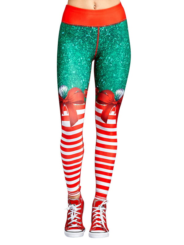 Women Christmas Costume Leggings Novelty Yoga Sports Elastic Trousers Long Pants