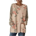 thumbnail image 6 of Craaazy Women's Casual Vintage Floral Graphic Loose Crewneck Oversized Long Sleeve T-shirts with Pockets Gifts, 6 of 7