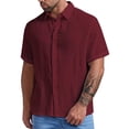 thumbnail image 2 of Gyexs Short Sleeve Shirts for Men Button Down Red Casual Linen Shirts Textured Athletic Tees Shirt Summer Men's Clothing, Size S, 2 of 4