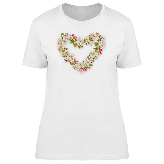 Apple Blossom Leaves Heart Shape Tee Women's -Image by Shutterstock