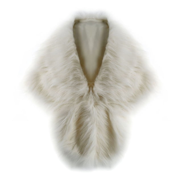 Minnieouse Mujer pluma nupcial invierno cálido boda chaqueta envuelve chal abrigo fiesta calentamiento bufanda vestirse accesorio Casual diario Accesorios de disfraces Blanco Minnieouse AP012809-03