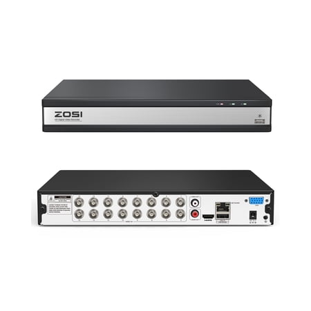 ZOSI 16CH 3K Lite CCTV DVR Video Record. Hybrid Surveillance 4-in-1 DVR Supports HD-TVI, CVI CVBS AHD 960H Security Cameras, Remote Viewing, Motion Detection,24/7 Record, No HDD