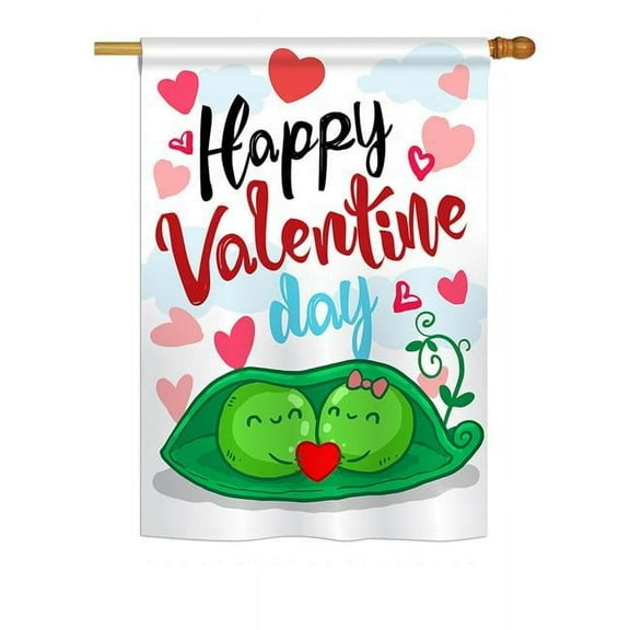Breeze Decor BD-VA-H-101054-IP-BO-DS02-US My Sweet Peas Valentine Spring - Seasonal Valentines Impressions Decorative Vertical House Flag - 28 x 40 in.