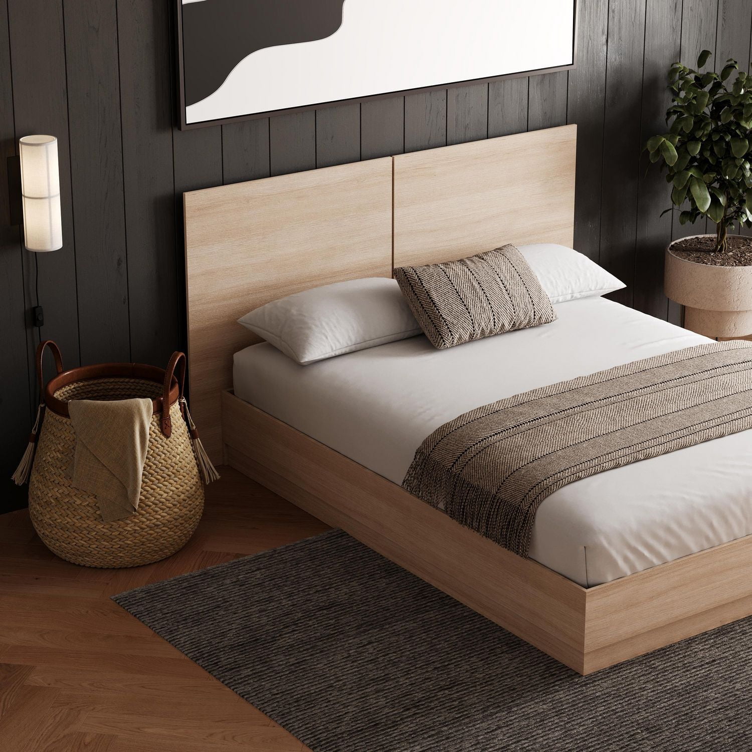 Milano Full Size Platform Bed with Headboard