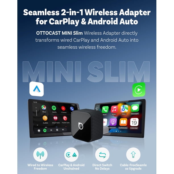 OTTOCAST 2026 Upgrade Mini Cube 3.0, 2-in-1 Wireless CarPlay