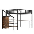 thumbnail image 5 of Harper & Bright Designs Queen Size Metal Loft Bed with L-shaped Desk and Wardrobe, High Loft Bed with Adjustable Shelf and LED, Wood, 5 of 5