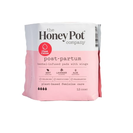 Postpartum Herbal Pads with Wings, 12 Count