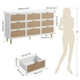 thumbnail image 2 of IdealHouse Rattan 9 Drawer Tall Dresser, Deep Drawers & Wide Top Wooden Chest of Drawers, Storage Organizer for Bedroom Closet Living Room Hallway, White, 2 of 8