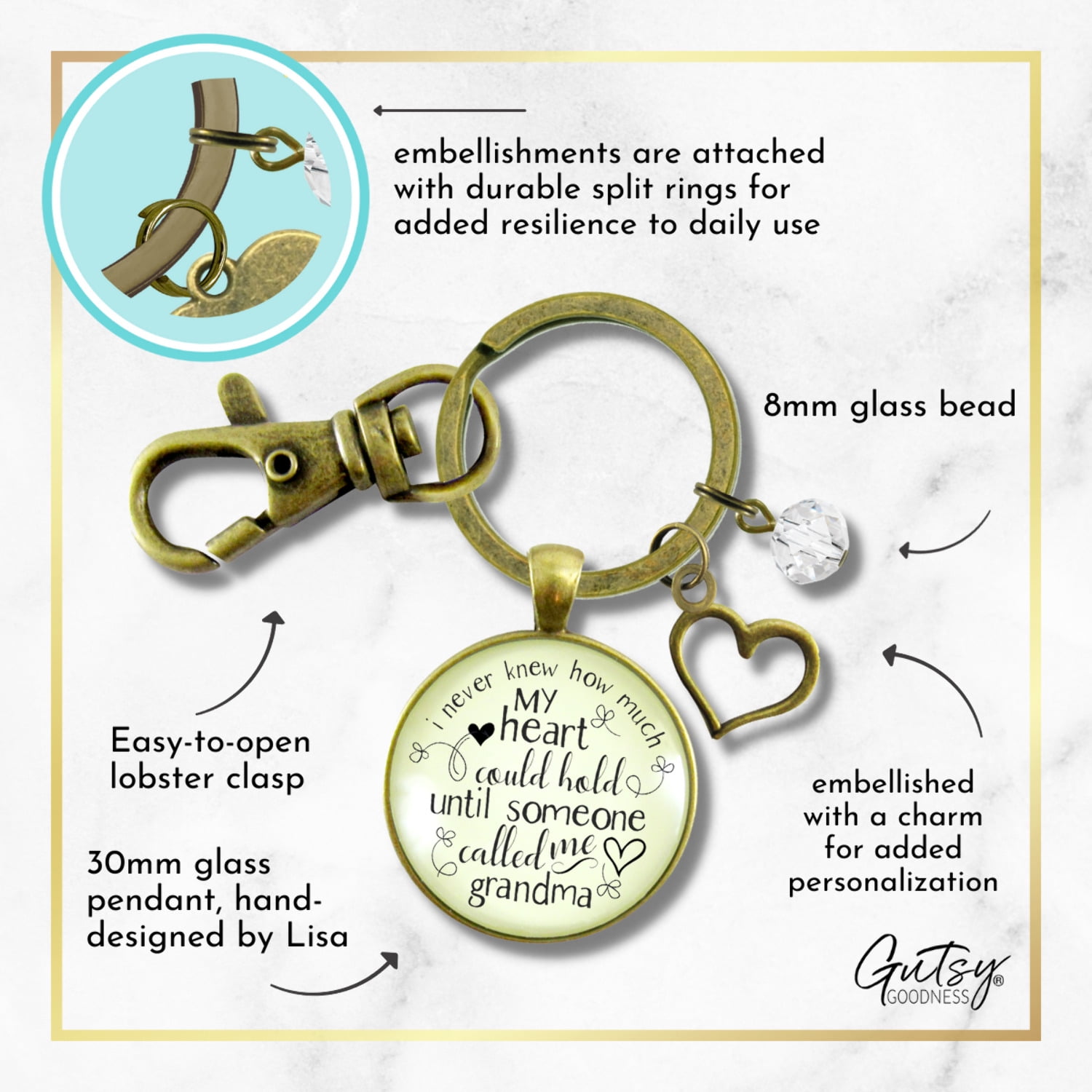 New Grandma Bronze Metal Keychain I Never Knew First Time Grandmother Adult Female Jewelry Gift