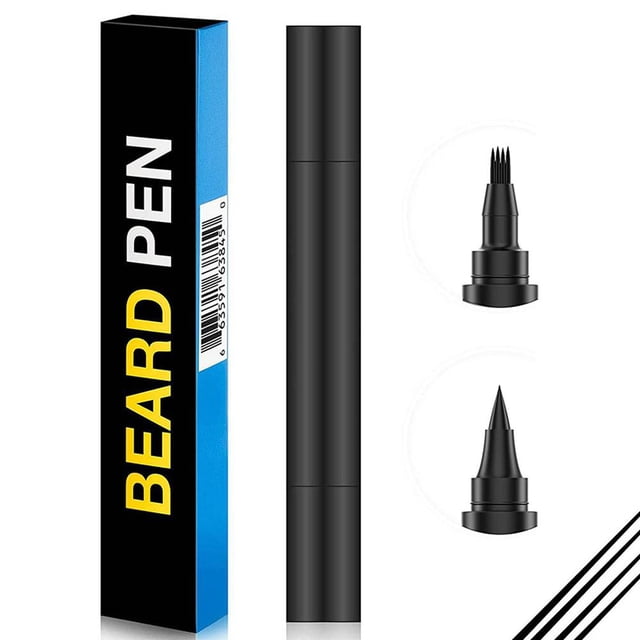 Lápiz de peluquero de doble cabeza para barba, herramienta para colorear para hombres (bolígrafo negro) Likrtyny Cuidado Belleza