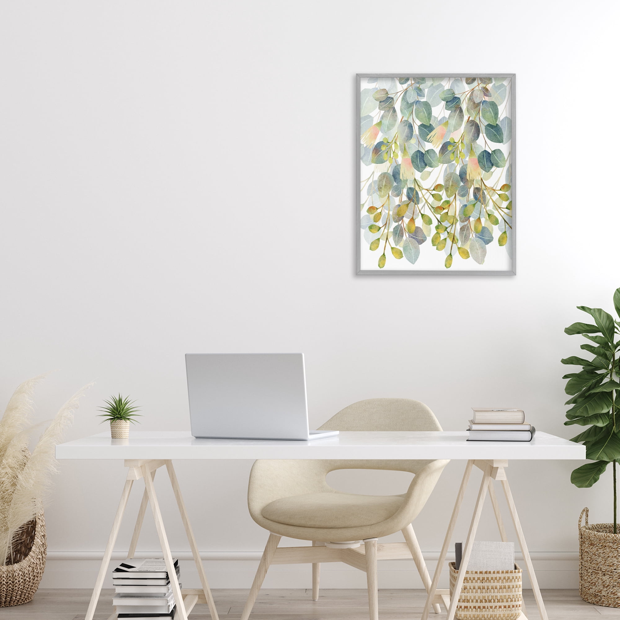 Stupell Industries Suspended Ivy Leaves Gray Framed Giclee Art, design by Marcus Prime