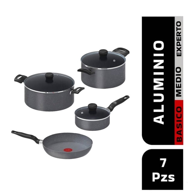 Batería de Cocina T-fal Elemental Stone 7 piezas Gris