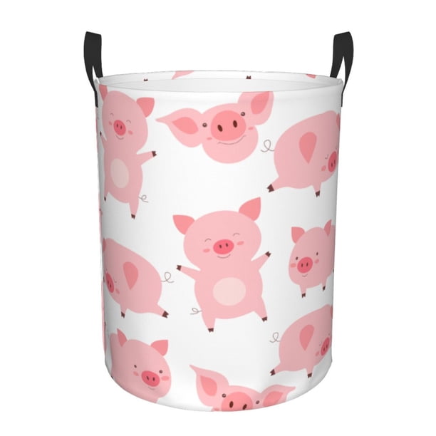 Fotbe Kawaii Pigs Cesto de Ropa con Asas, Cesto Impermeable de Gran Capacidad, Bolsa de Lavado para Dormitorio, Cesto de Ropa con Ruedas y Asas-Medium