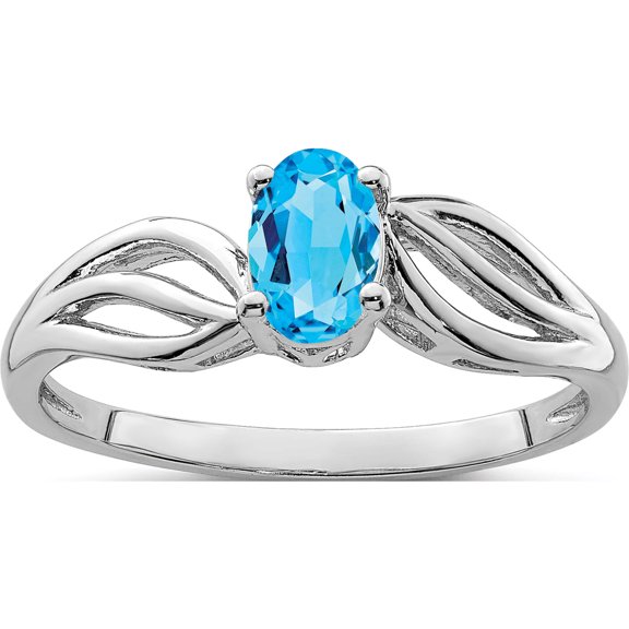 Sterling Silver Rhodium-Plated Light Swiss Blue Topaz Ring (Size 10) Made In China qbr17dec-10