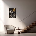 thumbnail image 4 of ZHONGYUTONG Skeleton Wall Art Abstract Skull Canvas Skeleton and Gold Butterfly Pictures Gothic Painting for Living Room Decor Framed (12.00" x 18.00"), 4 of 5