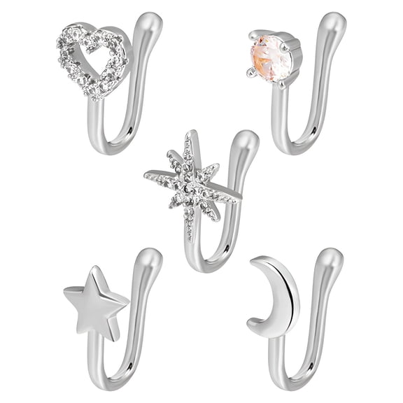 DESIGNICE 5Pcs Nose Rings,Nose-Friendly Clip System Nose Rings for Women,Personalized Jewelry Vibe Nose Studs,Multicolor