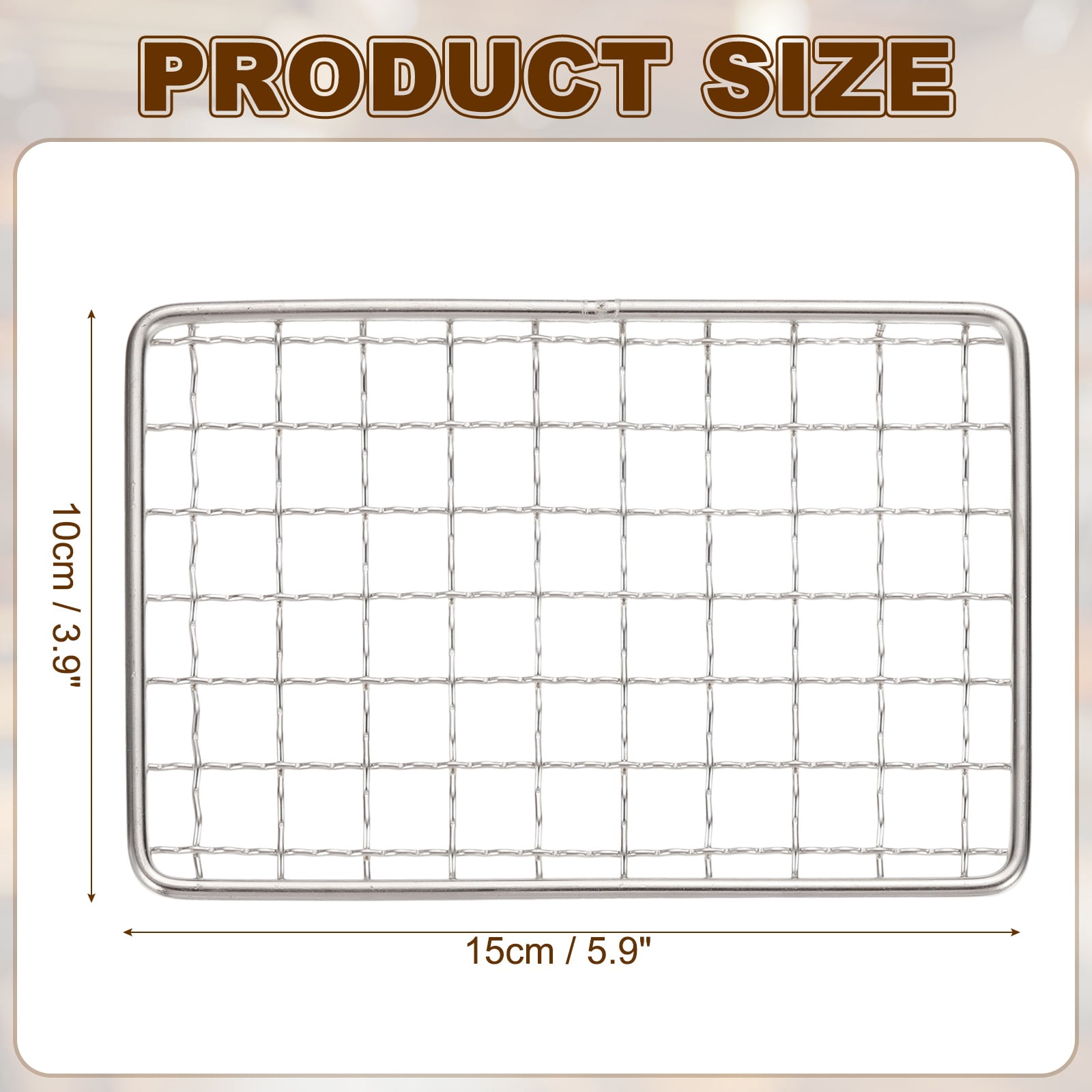 Unique Bargains Stainless Steel Barbecue Grill Net Mesh Rack Grate 3.9" x 5.9"