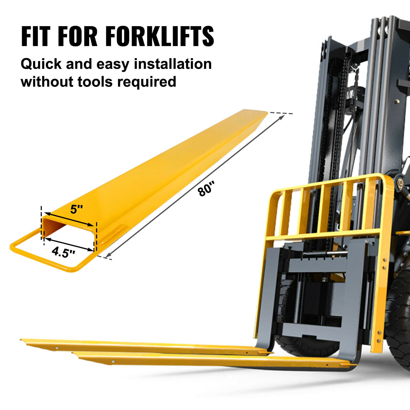 60" X 4.5" Pallet Jack Fork Extension For Forklifts Lift Truck Slide on Clamp 