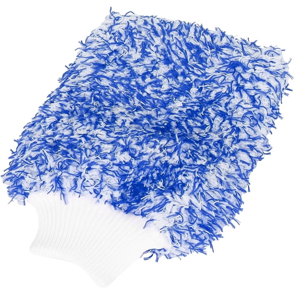 Blue Coral Fleece Car Wash Mitt Microfiber Glove Double Sided Dirt Washing Tool