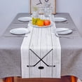 thumbnail image 4 of Table Runner Dresser Scarves 72 Inch Long, Sport Black Hockey Ball and Stick Linen Dining Table Runners Farm Grey Wood Plank Tabletop Scarf for Wedding Holiday Party Kitchen, 4 of 7