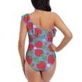 thumbnail image 5 of Rateoe Hand Drawn Strawberry Pattern Women One Piece Swimsuits Tummy Control One Shoulder Bathing Suits Ruffle Swimwear-Small, 5 of 6