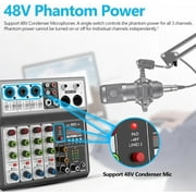 Aveek Professional Audio Mixer, Sound Board Mixing Console with 5 Channel Mixer, Stereo DJ Mixers for Recording, Live Streaming, Podcasting