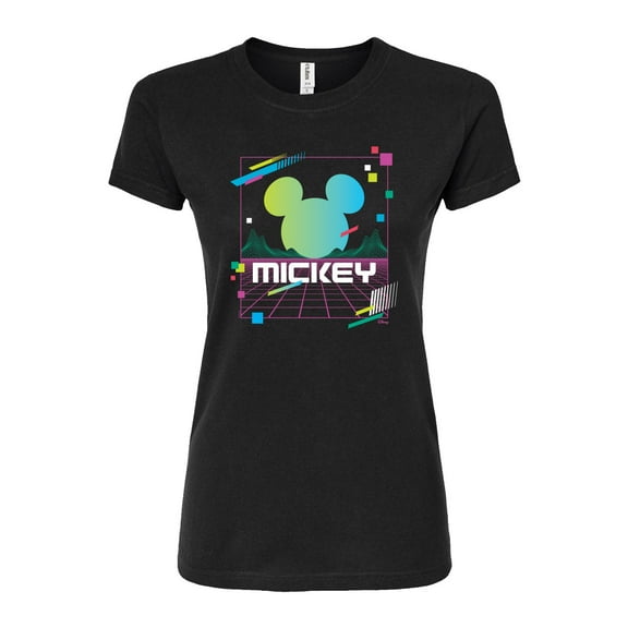 Disney - Mickey Vaporwave Sunset - Juniors Fitted Graphic T-Shirt
