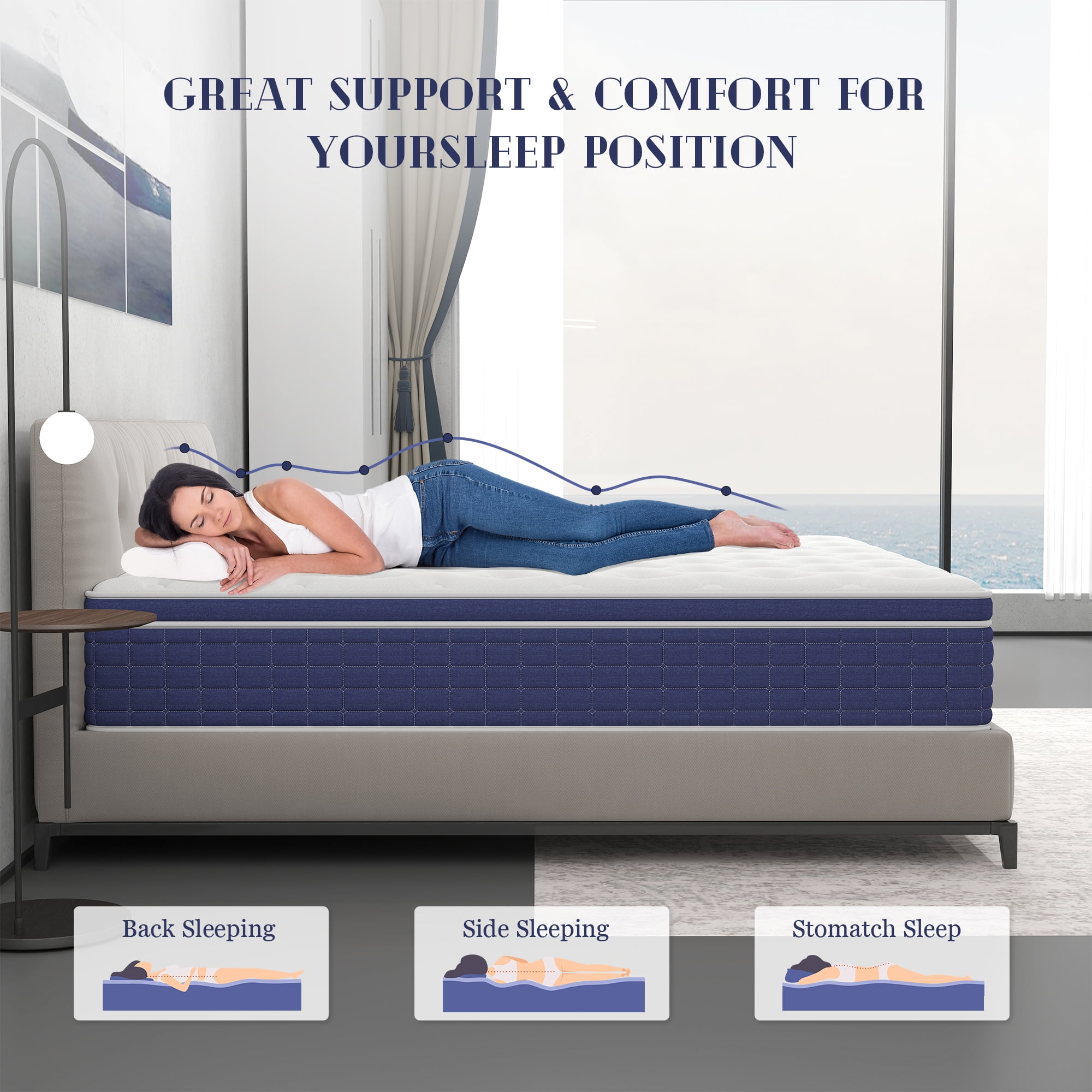 12 inch King Mattress,Hybrid Mattresses Medium Firm in a Box
