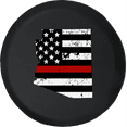 Arizona Thin Red Line Distressed American Flag Spare Tire Cover Jeep