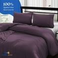 thumbnail image 2 of HNB Store 3pc Duvet Cover Set | 1000 TC Egyptian Cotton | King/Cal King Size Duvet Cover with 2 Pillowcases | Plum Solid, 2 of 8