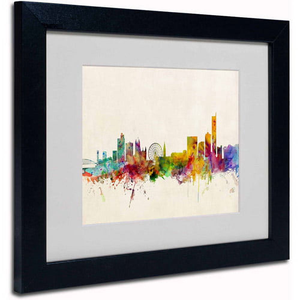 Trademark Fine Art "Manchester England Skyline" Canvas Art by Michael Tompsett, Black Frame