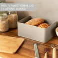 thumbnail image 4 of Beautiful bread box with wooden lid that fits perfectly on your kitchen countertop - Spacious container is perfect for storing your homemade bread, English muffins and bagels - Premium cutting, 4 of 8