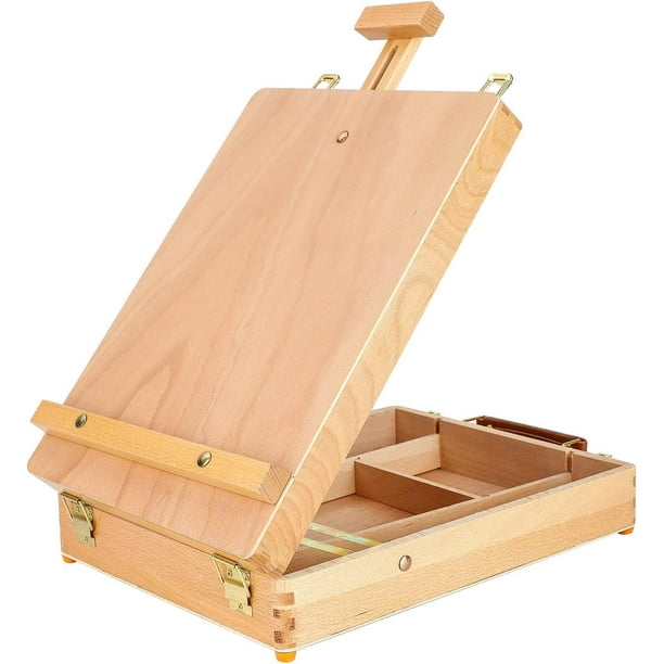 Caballete de mesa, caja de suministros de arte, caballete de madera, ajustable, plegable, para escritorio, boceto, portátil, caja de almacenamiento para pinturas artísticas para niños
