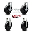 thumbnail image 2 of 12 Inch Heavy Duty Phenolic Wheel Caster Set 2 Swivel Lock and Brake 2 Rigid SCC, 2 of 2
