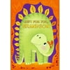 Designer Greetings Green Dinosaur with Yellow Spikes on Purple and Orange Juvenile Thanksgiving Card for Grandson