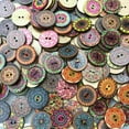 thumbnail image 4 of 100pcs/Bag Round Assorted Floral Printed Wooden Decorative round button DIY Buttons for DIY Sewing Crafts Color Random, 4 of 5