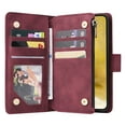 thumbnail image 3 of Allytech 2 in 1 Wallet Case for Samsung Galaxy S23 Plus, Luxury PU Leather Zipper Wallet Kickstand Cover with Card Slots & Lanyard & Photo Pocket, Magnetic Buttons Buckle Shockproof Case - Winered, 3 of 8