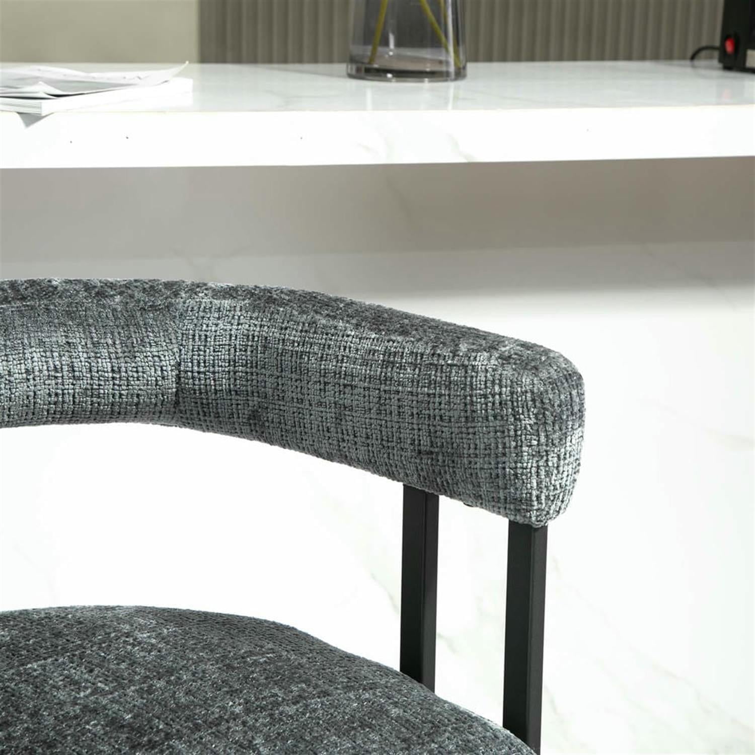 Demi Bonn 34" Counter Height Bar Stools Set of 2, Upholstered Barstools with Back, Kitchen Island Countertop Chairs for Dining Room, Gray